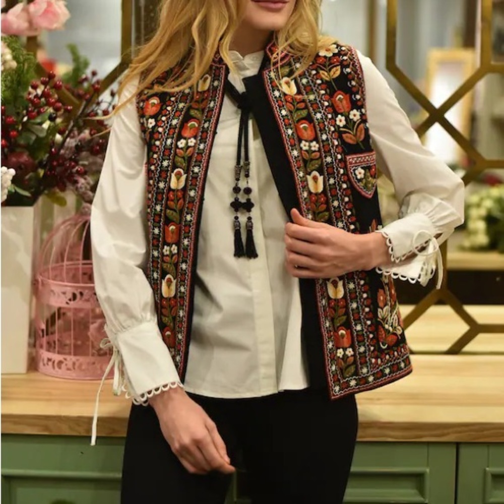 Vintage Norwegian Style Folk Vest